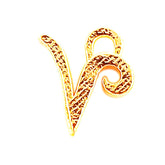 CG-494 18K Gold Overlay Alphabet 'V' Charm Beads Bali Designs Inc